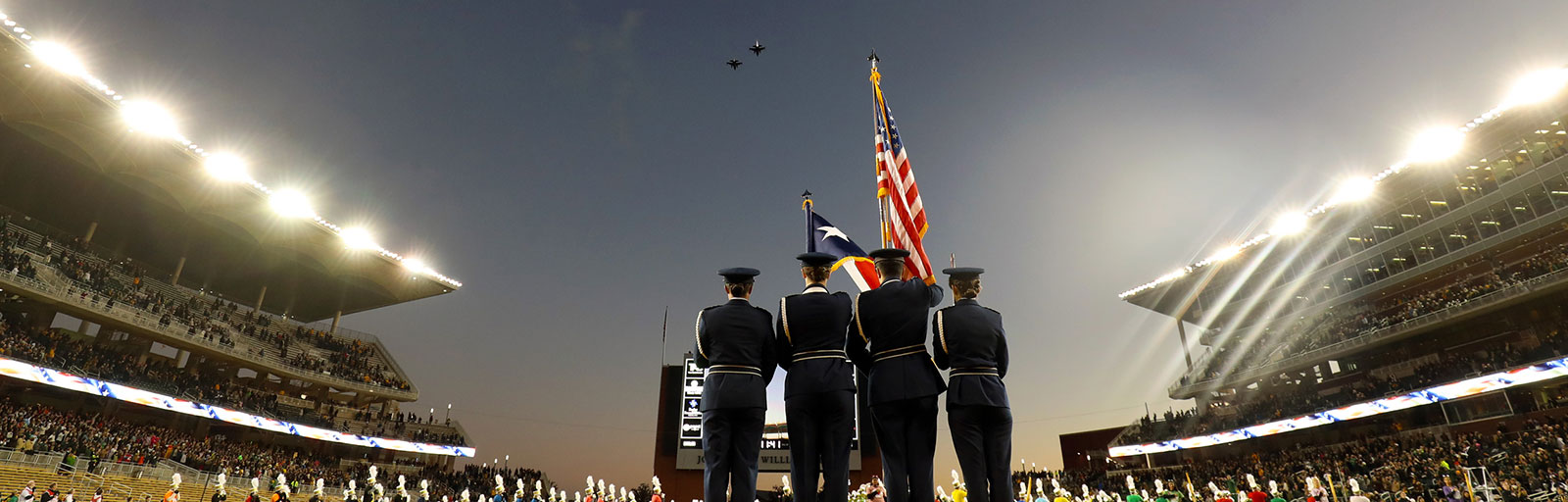 Air-Force Baylor Presenting flag at football game