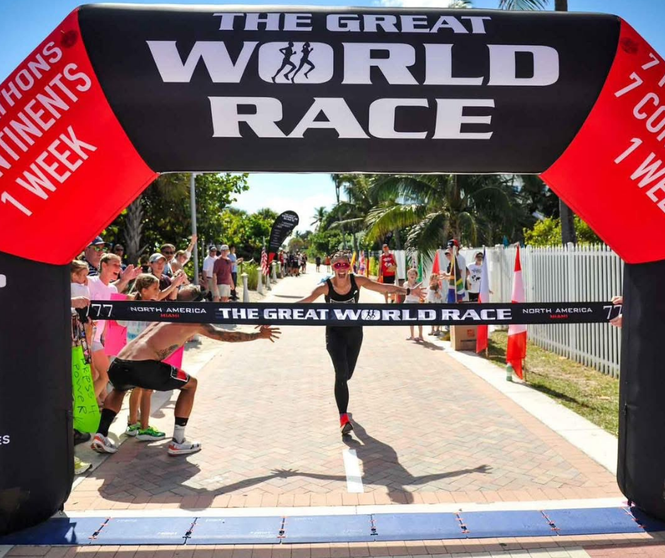 Ashleigh Tran completing a run during The Great World Race