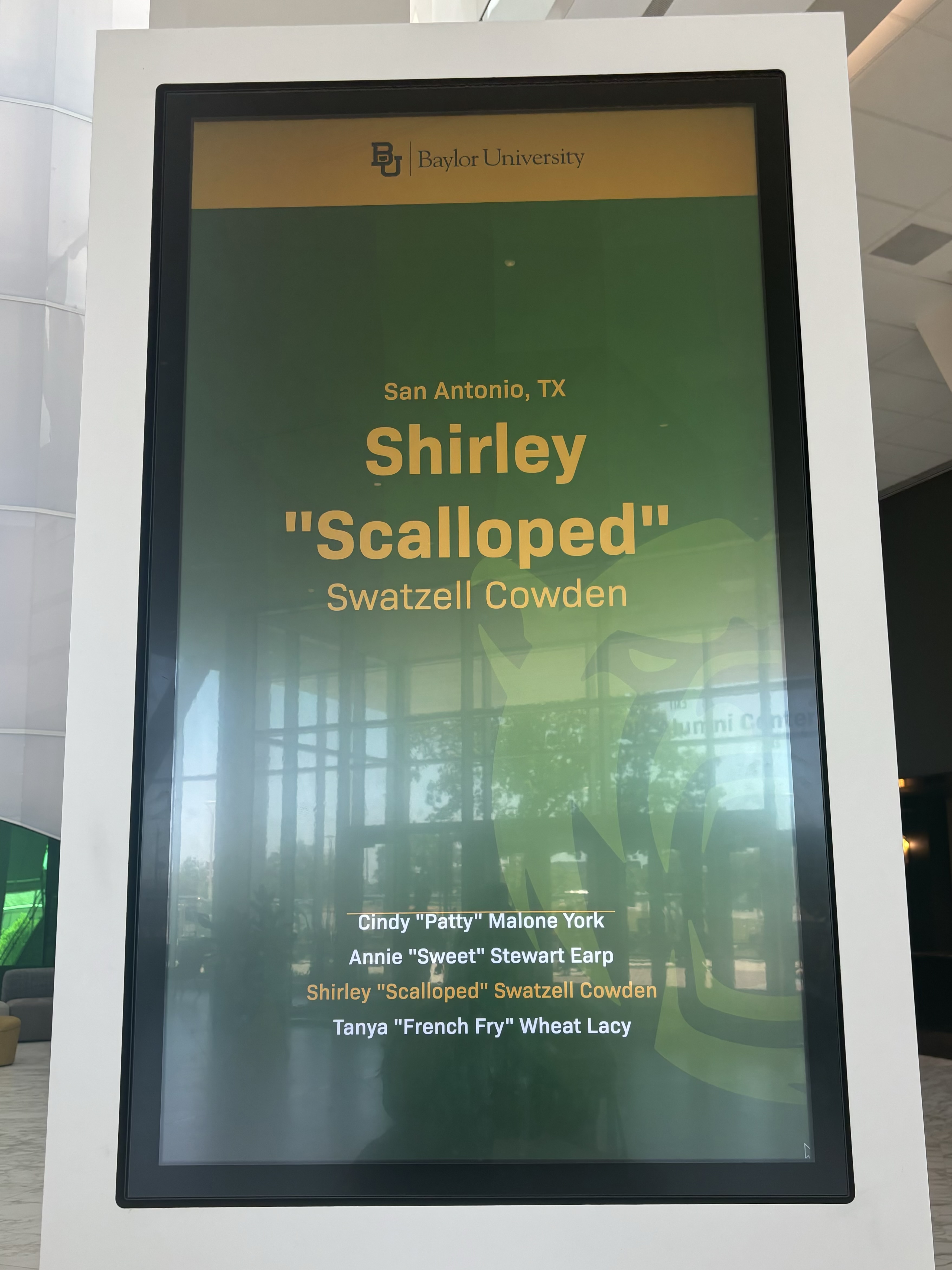 Screen at Baylor University Hurd Welcome Center