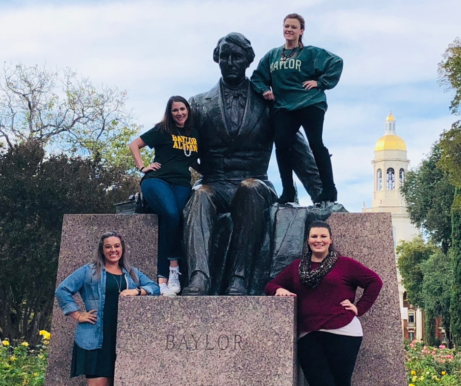 Baylor friends at Judge Baylor statue