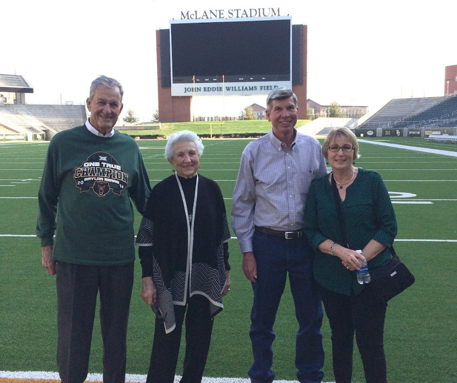 Hank Sheeran and family at McLane Stadium field